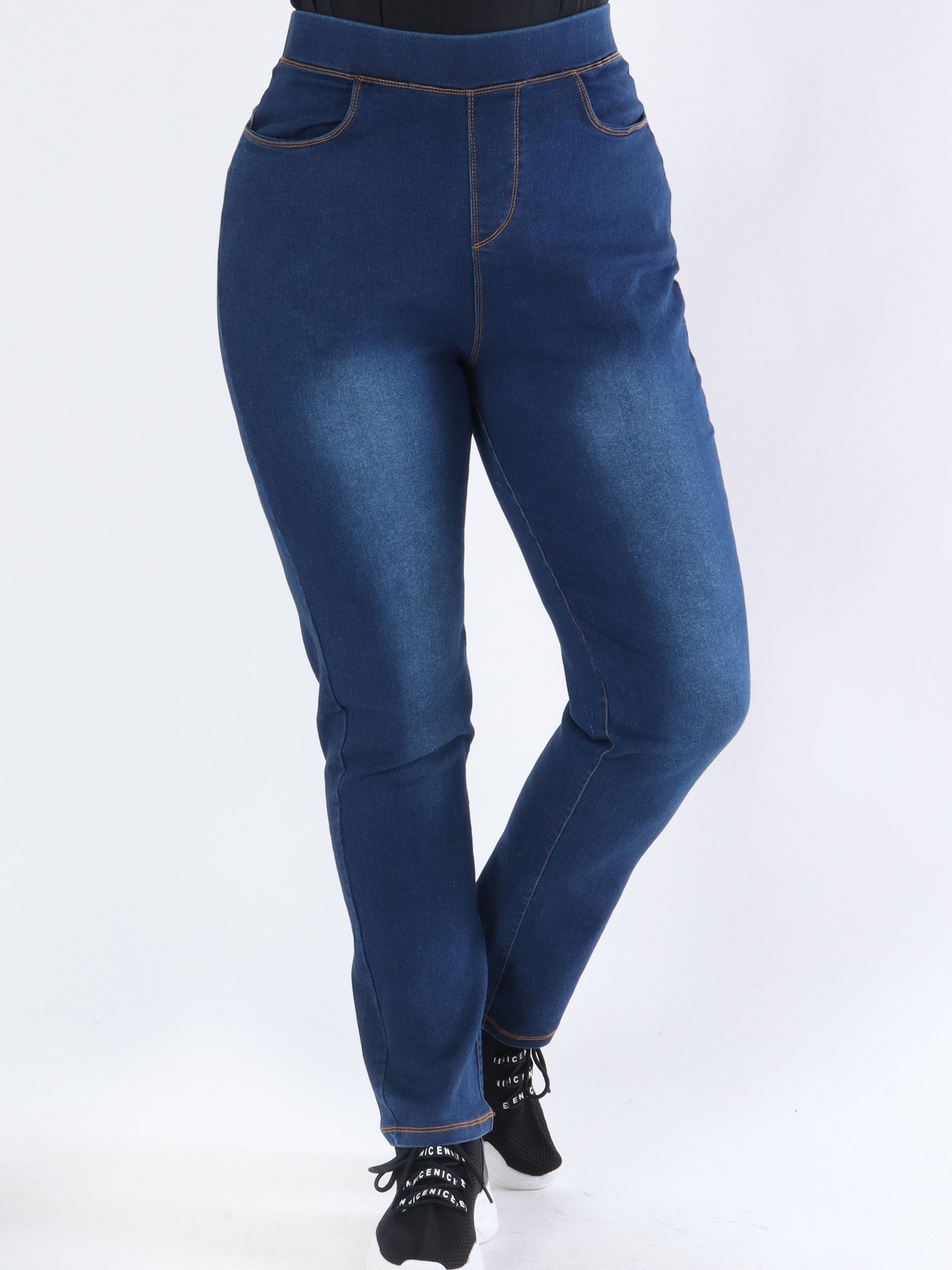 Wafiya - Sorte leggings i jeanslook